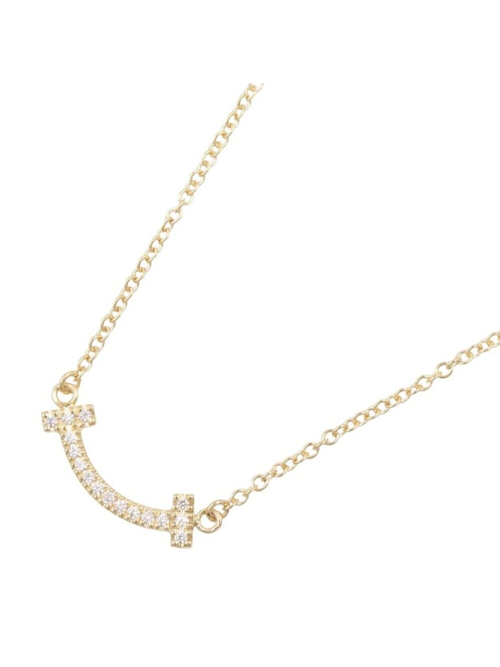 Tiffany & Co Necklace T Smile Mini Diamond 40.5 45 cm 18k